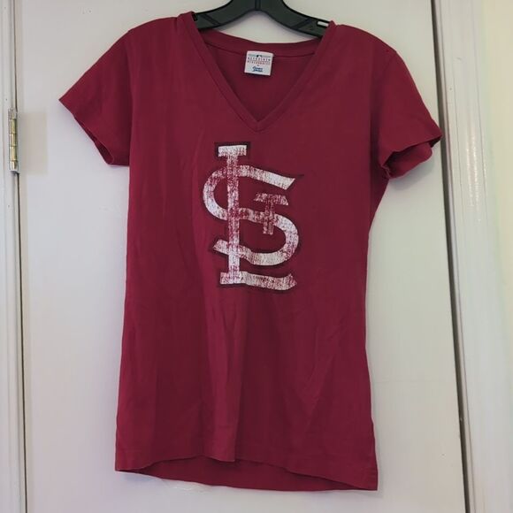 Red with White St Louis Short Sleeve‎ T-shirt Size L - Picture 1 of 9